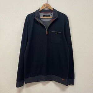 Ted Baker Men's Black Sweatshirt Quarter Zip Pocket Pullover Funnel Neck Large